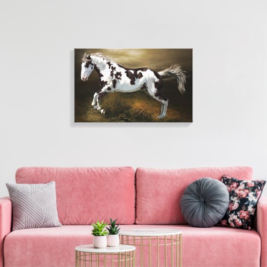 Chestnut Splash Lijst Tovero Paint Horse Canvas Afdruk (Insitu (Woonkamer))