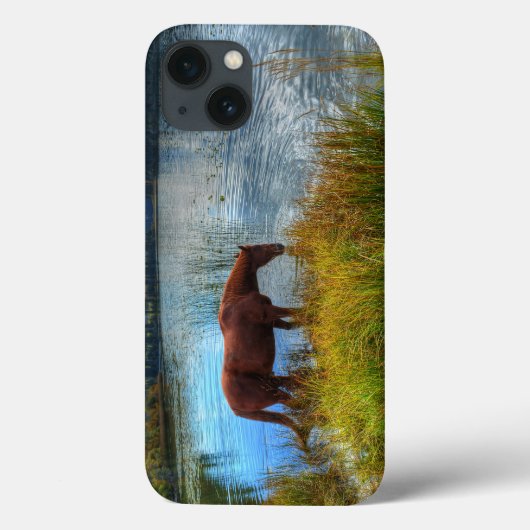 Chestnut Stallion Drink Schilderachtig Lake Foto Case-Mate iPhone Case (Achterkant)
