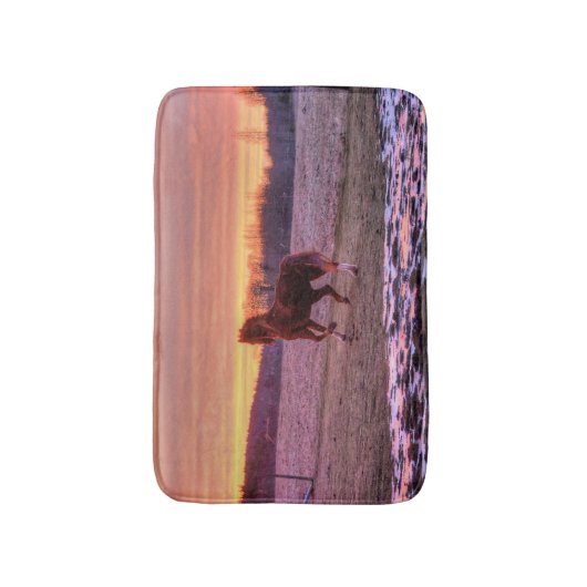 Chestnut Stallion Horse en Ranch Sunset Badmat (Voorkant Verticaal)