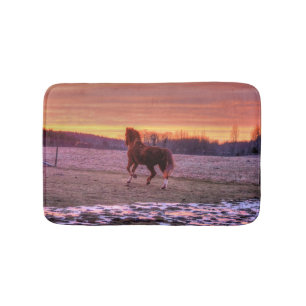 Chestnut Stallion Horse en Ranch Sunset Badmat