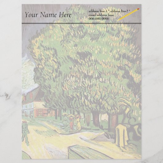 Chestnut Trees in Blossom, Vincent van Gogh. Briefhoofd Sjabloon (Voorkant)