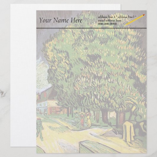 Chestnut Trees in Blossom, Vincent van Gogh. Briefhoofd Sjabloon (Voorkant / Achterkant)