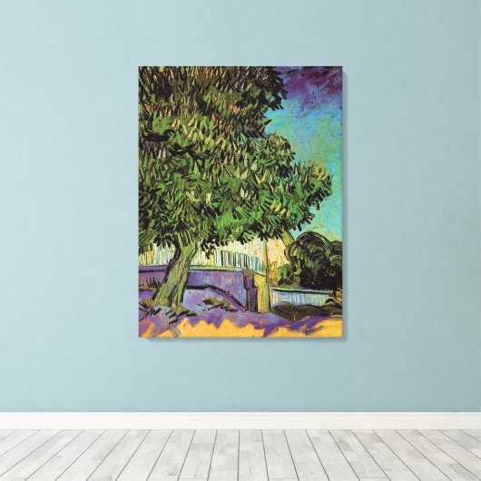 Chestnut Trees in Blossom, Vincent van Gogh. Canvas Afdruk (Insitu (Houten vloer))