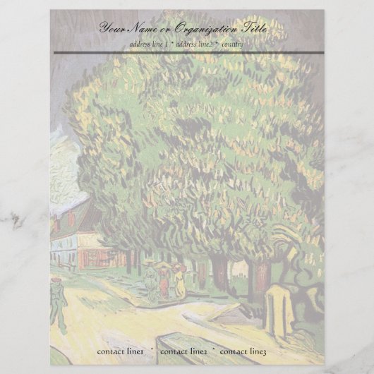 Chestnut Trees in Blossom, Vincent van Gogh. Custom Briefhoofd (Voorkant)