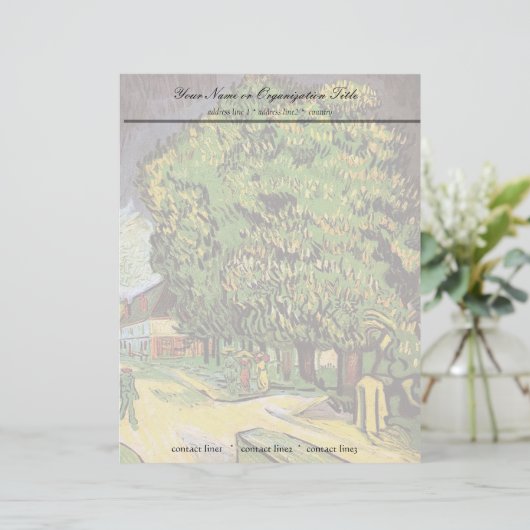 Chestnut Trees in Blossom, Vincent van Gogh. Custom Briefhoofd (Staand voorkant)