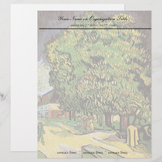 Chestnut Trees in Blossom, Vincent van Gogh. Custom Briefhoofd (Voorkant / Achterkant)