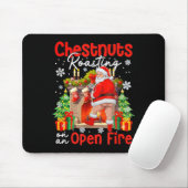 Chestnuts Roasting On An Open Fire Funny Santa  Muismat (Met muis)