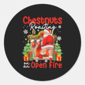 Chestnuts Roasting On An Open Fire Funny Santa  Ronde Sticker (Voorkant)