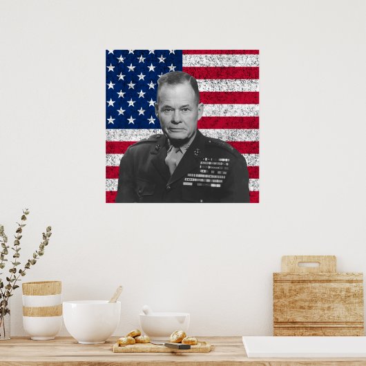 Chesty Puller en de Amerikaanse vlag Poster (Keuken)