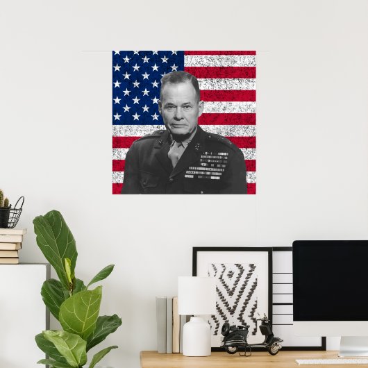 Chesty Puller en de Amerikaanse vlag Poster (Thuiskantoor)