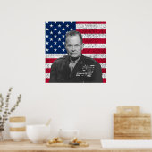 Chesty Puller en de Amerikaanse vlag Poster (Keuken)