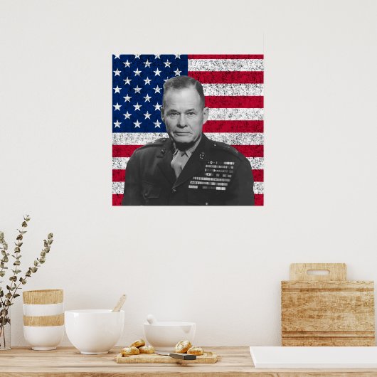 Chesty Puller en de Amerikaanse vlag Poster (Keuken)