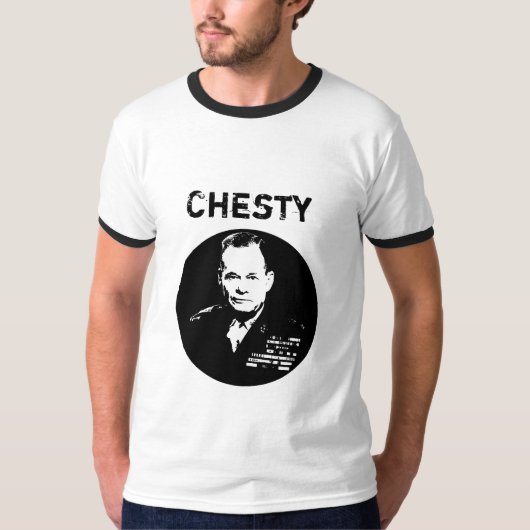Chesty Puller — zwart en wit T-shirt (Voorkant)
