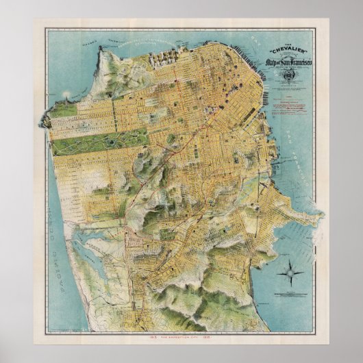 Chevalier's map van San Francisco (1912) Poster (Voorkant)