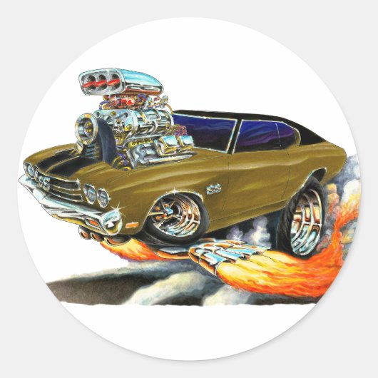 Chevelle Brown Car 1970 Ronde Sticker (Voorkant)