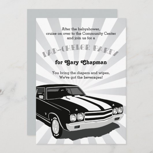Chevelle Dad-chelor Party Uitnodiging (Voorkant / Achterkant)