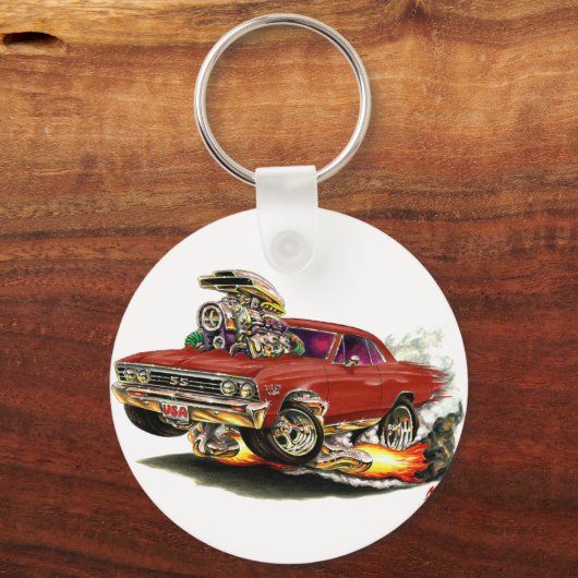 Chevelle Maroon Car. 1967 Sleutelhanger (Voorkant)