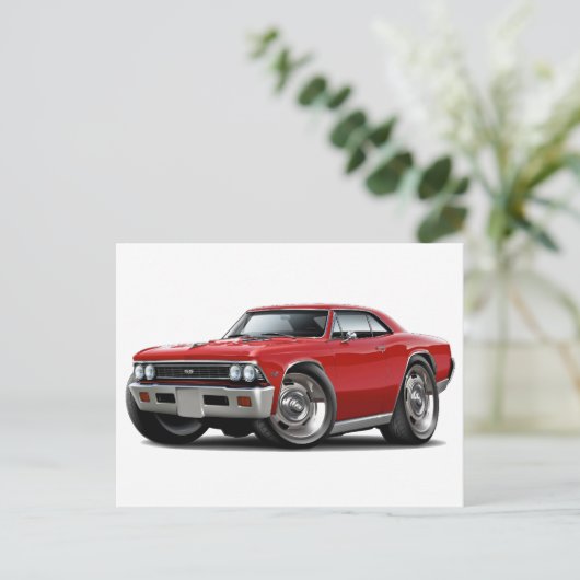 Chevelle Red Car 1966 Briefkaart (Staand voorkant)