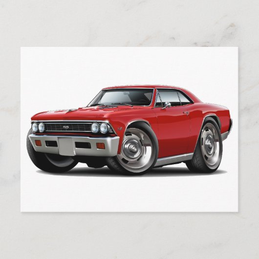 Chevelle Red Car 1966 Briefkaart (Voorkant)