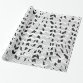 Cheveron Tiger Black en White Print Cadeaupapier (Uitgerold)