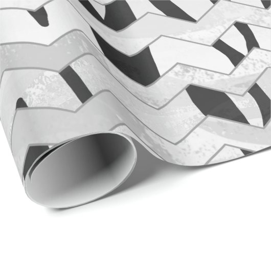 Cheveron Tiger Black en White Print Cadeaupapier (Rol Hoek)