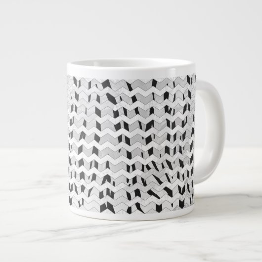 Cheveron Tiger Black en White Print Grote Koffiekop (Voorkant rechts)