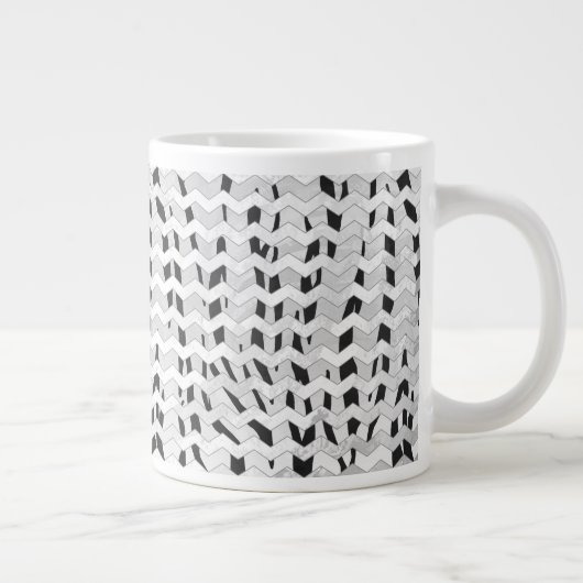 Cheveron Tiger Black en White Print Grote Koffiekop (Rechts)