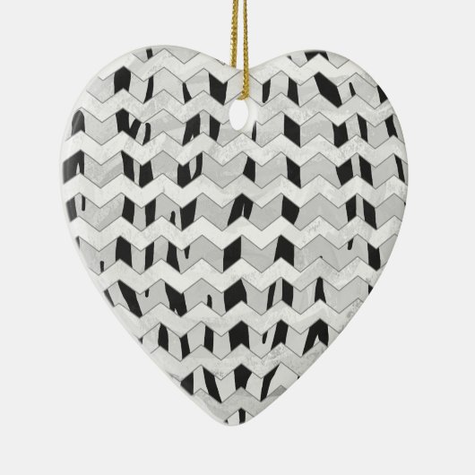 Cheveron Tiger Black en White Print Keramisch Ornament (Rechts)