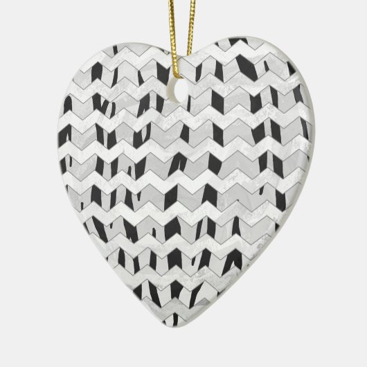 Cheveron Tiger Black en White Print Keramisch Ornament (Links)