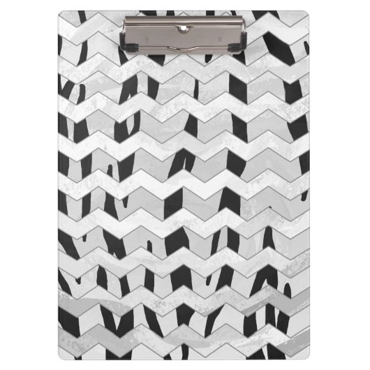 Cheveron Tiger Black en White Print Klembord (Voorkant)
