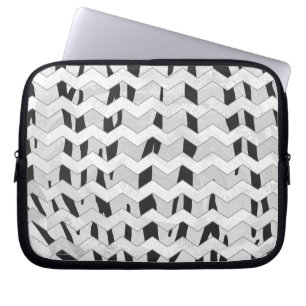 Cheveron Tiger Black en White Print Laptop Sleeve
