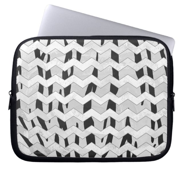 Cheveron Tiger Black en White Print Laptop Sleeve (Voorkant)
