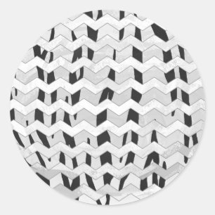 Cheveron Tiger Black en White Print Ronde Sticker