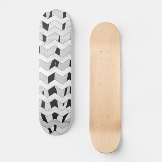 Cheveron Tiger Black en White Print Skateboard (Voorkant)