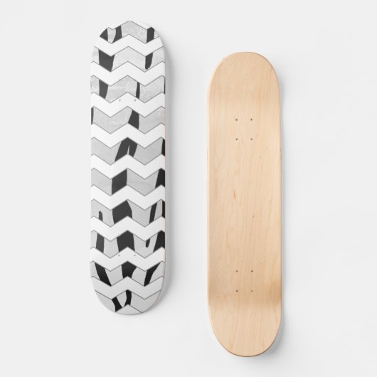 Cheveron Tiger Black en White Print Skateboard (Voorkant)