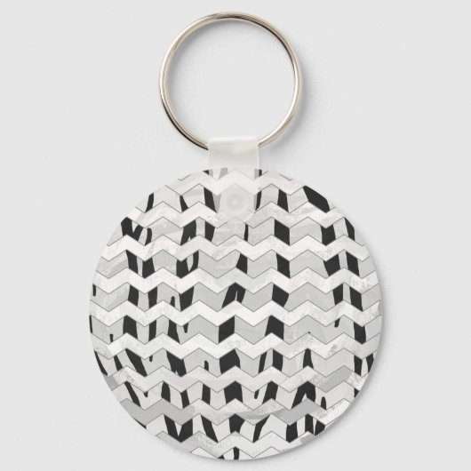 Cheveron Tiger Black en White Print Sleutelhanger (Voorkant)