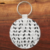 Cheveron Tiger Black en White Print Sleutelhanger (Voorkant)
