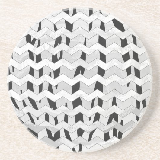 Cheveron Tiger Black en White Print Zandsteen Onderzetter (Voorkant)