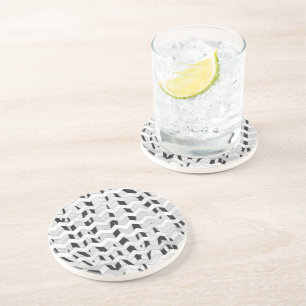 Cheveron Tiger Black en White Print Zandsteen Onderzetter