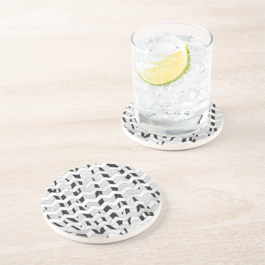 Cheveron Tiger Black en White Print Zandsteen Onderzetter (Zijkant)