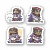 Chevreuse Genshin Impact 4 stickers op één vel (Voorkant)