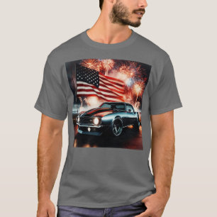 Chevrolet Camaro en de Amerikaanse vlag van Gas Au T-shirt