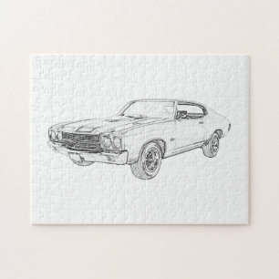 Chevrolet Chevelle Drawing Black and White 1970 Legpuzzel