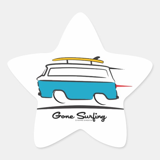 Chevrolet Corvair Greenbrier Gone Surfing Ster Sticker (Voorkant)