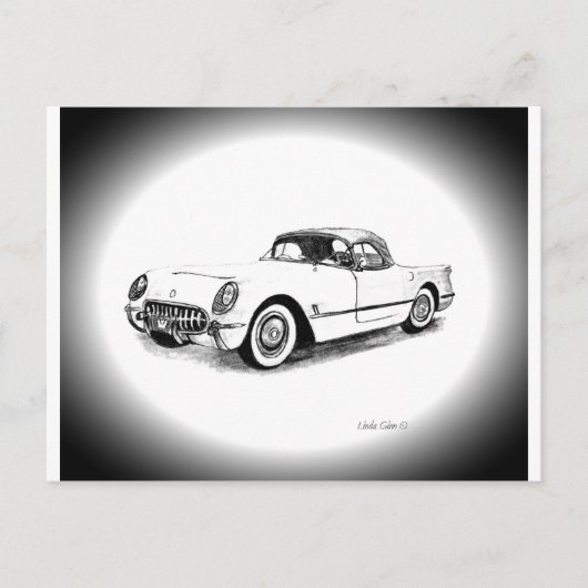 Chevrolet Corvette 1954 Briefkaart (Voorkant)