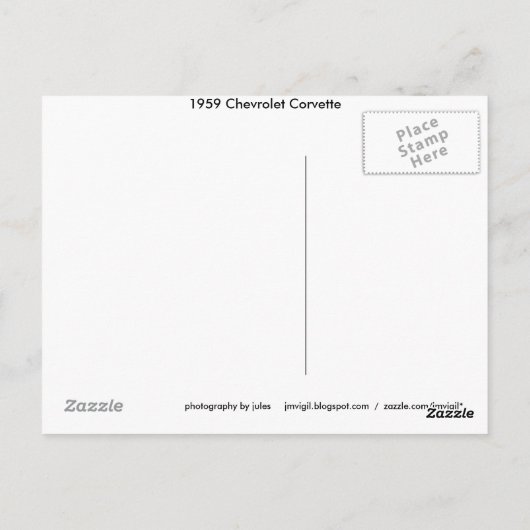 Chevrolet Corvette 1959 Briefkaart (Achterkant)