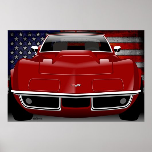 Chevrolet Corvette C3 rood Poster (Voorkant)