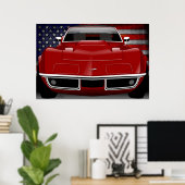 Chevrolet Corvette C3 rood Poster (Thuiskantoor)
