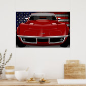 Chevrolet Corvette C3 rood Poster (Keuken)