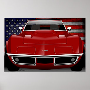 Chevrolet Corvette C3 rood Poster